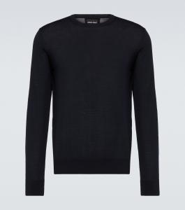 Свитер из натуральной шерсти Giorgio Armani, синий