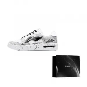 Li Ning Floating Boat Slip Resistant, Abrasion Resistant, легкие низкие кроссовки для скейтбординга мужские Li-Ning, черный белый серый (with shopping bag)