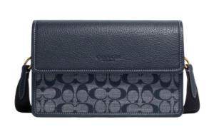 Тканый плечевой мешок из шелковичного шелка Turner, средний размер, мужская джинсовая синяя сумка через плечо COACH