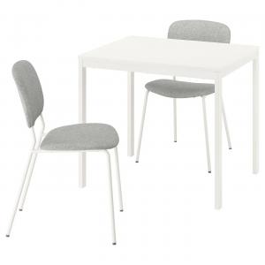 Стол и 2 стула VIHALS/VIHALS IKEA, 84/120x74 см, цвет white/white tibbleby beige-grey