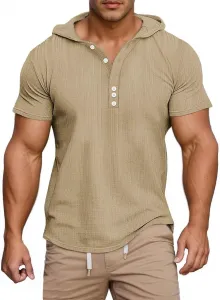 Мужская футболка Casual Loose-Fit с коротким рукавом и дизайном на пуговицах для повседневной носки