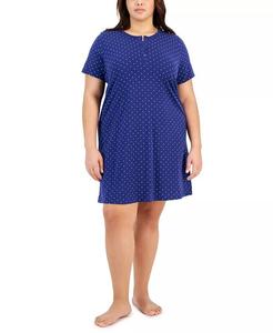 Хлопковая ночная рубашка больших размеров с цветочным принтом Henley Charter Club, синий