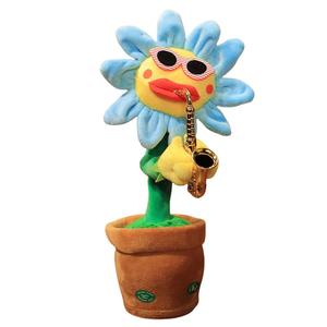 Электрическая очаровательная цветок, умеет петь, танцевать и разговаривать, с функцией записи куклы плюшевая кукла 30см высота Click, синий