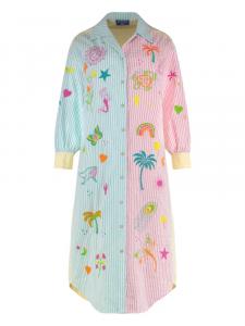 Платье-рубашка в полоску с вышивкой Giglio SUSANNA BLU, розовый