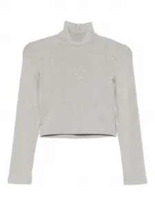 Топ с высоким воротником и блестками Ralph Lauren Collection, бежевый