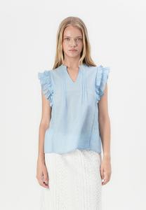 Блуза ONLY ONLRAINA V NECK RUFFLE, Soft Chambray/Light Blue