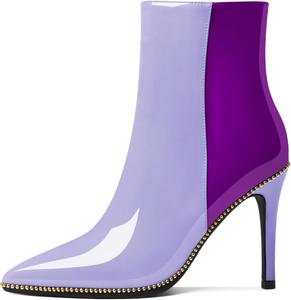 Женские ботильоны Eldof с бисером, закрытым заостренным носком, на высоком каблуке-стилетто, с боковой молнией, каблук 3,5 дюйма, Purple B