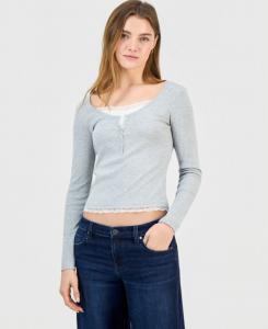 Многослойная футболка-поло для подростков Pink Rose, Grey/White