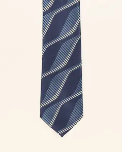 Галстук мужской темно-синий с волнистым узором PuroEgo, тёмно-синий