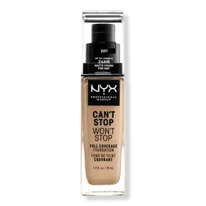 Тональная основа Can't Stop Won't Stop с матовым покрытием, обеспечивающая полное покрытие в течение 24 часов. NYX Professional Makeup, Buff (beige w/ neutral undertone)