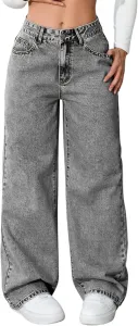 Женские джинсы с высокой талией и широкими штанинами
