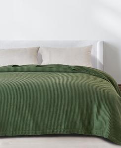 Хлопковое одеяло с вафельным плетением Linery & Co, Forest green, Twin