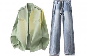 Повседневная спортивная одежда Unisex с лацканом Moderate X1617, fruit зеленый jacket+синий pants