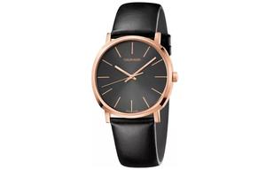 Calvin Klein Часы Wrist Watch Quartz Movement Leather Strap 40mm Black Dial Men's Watch, Black Dial