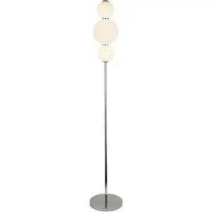 Торшер Snowball 3Lt Floor Lamp - хромированный металл и абажур из опалового стекла LED-модуль 1 шт. теплый белый Searchlight, хром/белый