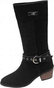 Generic Коричневые замшевые сапоги до середины икры для женщин: модные ботильоны на невысоком каблуке, осенне-зимние теплые ботинки, обувь для вечеринок, свадьбы и прогулок на улице