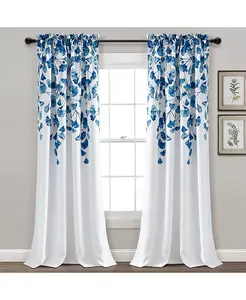 Светофильтрующие панели для оконных штор из листьев гинкго в фермерском доме Lush Decor, navy