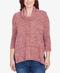 Укороченный вязаный топ с воротником-хомутом и эффектом космической окраски из синели Ruby Rd, Cherry Multi