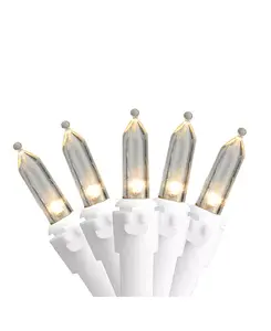 Набор из 50 теплых белых светодиодных мини-гирлянд с шагом 4 дюйма - белый провод Northlight, clear