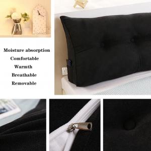 Треугольная подушка-валик HIOSIEFUO для изголовья кровати или дивана, черная, 100 см, со съемным бархатным чехлом