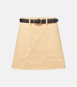 Джинговая мини-юбка Self-Portrait, бежевый