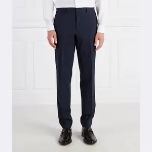 Шерстяные брюки обычного кроя h-lenon-mm-224 Boss, синий