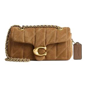Сумка через плечо из замши и гладкой кожи среднего размера Tabby, Coach, цвет латунь и кедр