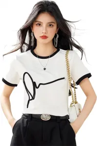 Женская футболка с коротким рукавом и круглым вырезом