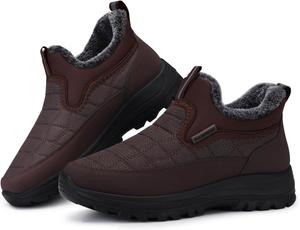 Женские зимние водонепроницаемые ботинки SHIBEVER: женские снежные ботильоны с меховой подкладкой, на липучке, теплые утепленные зимние ботинки, Brown 68