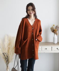 Объемный кардиган с открытым передом и рукавами Pourvous, цвет Brown