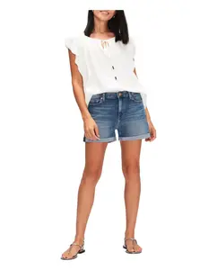 Женские джинсовые шорты с манжетами 7 For all mankind, синий