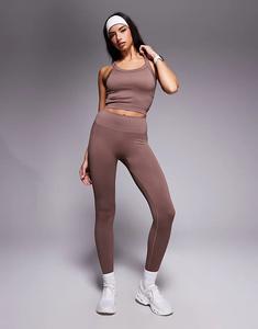 4505 Моделирующие бесшовные леггинсы для занятий спортом с высокой талией в цвете молочный шоколад