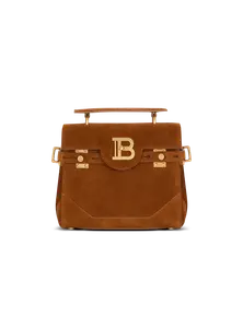 Сумка B-Buzz 23 из замши Balmain, коричневый
