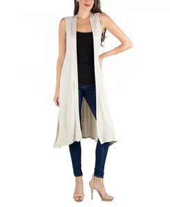 Безрукавный длинный кардиган-жилет с боковым разрезом 24seven Comfort Apparel, коричневый/бежевый