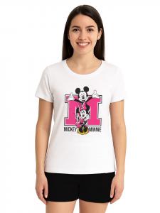Пижама Disney Minnie Mouse, топ с короткими рукавами и шорты в черно-белом цвете Disney
