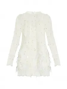 Кружевное мини-платье Alouetta с украшениями Loveshackfancy, белый