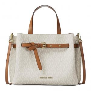 MICHAEL KORS Холщовая сумка через плечо среднего размера женская ванильно-белая и желудево-коричневая