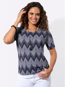 Рубашка с короткими рукавами с бело-темно-синим принтом WITT WEIDEN