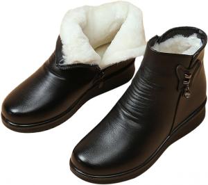 Женские зимние ботинки Ctreela с отделкой из меха, на платформе и шнуровкой, утепленные, с мягкой меховой подкладкой, короткие снегоступы с рельефной подошвой для улицы, Black