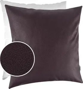Декоративная подушка с наполнителем KUMO 60x60 см, чехол из дышащей искусственной кожи на молнии, однотонный, имитация кожи, цвет UNI Brown