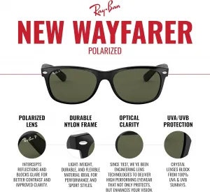 Солнцезащитные очки Ray-Ban RB2132 New Wayfarer с поляризованными линзами, квадратной формы, Gold Frame/Brown B-15XLT Lens