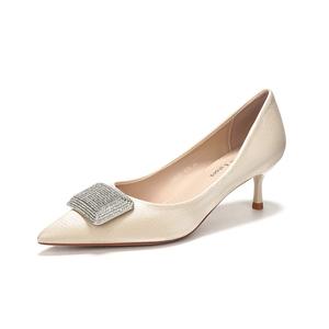 QITUMAUL Тонкие каблуки на шпильке женские шампань, цвет Champagne[Heel Height 5.5cm]