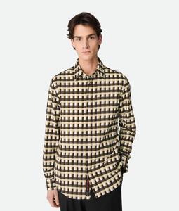 Cotton check shirt BOTTEGA VENETA, бежевый/мел/фондант