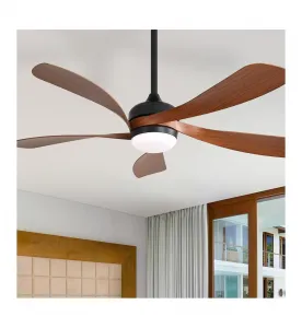 Современный 114 см потолочный вентилятор Smart Standard черного цвета с 5 лопастями, пультом дистанционного управления и светодиодной подсветкой Sofucor