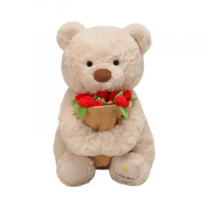 Букет роз с шляпами и кепками плюшевый мишка 25см/38см высота Beerus, светло-коричневый