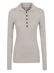 Свитер в рубчик Brunello Cucinelli, серый