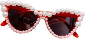 Винтажные солнцезащитные очки Melrose Pearl с перламутровыми стразами в форме кошачьих глаз, роскошные очки для вечеринок, ретро-очки 8899, Red