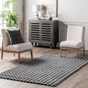nuLOOM Jeni Checkered ковер 183 x 183 см для гостиной, спальни, столовой, кухни, машинная стирка, dark grey
