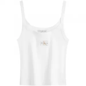 Топ-майка женская с круглым вырезом, умеренно прямой крой Calvin Klein, yaf-moon белый