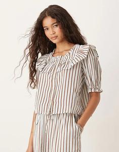 Блузка в полоску с рукавами-фонариками Neon Rose, цвет многоцветный